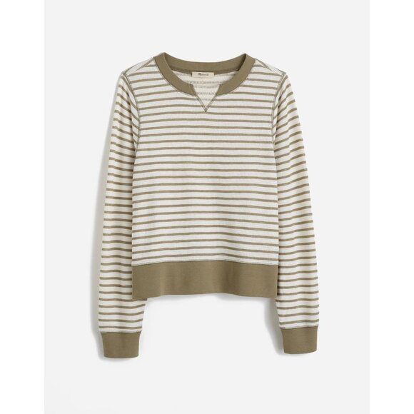 Madewell Tops - Madewell Relaxed Long-Sleeve Crewneck Tee in Stripe Cargo Green Size M
